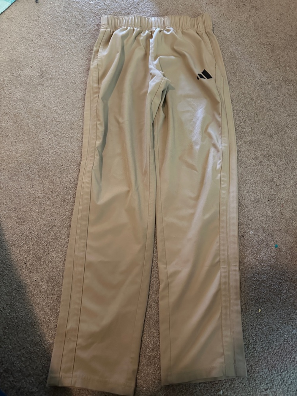 Beige Athletic Track Pants with Black Logo